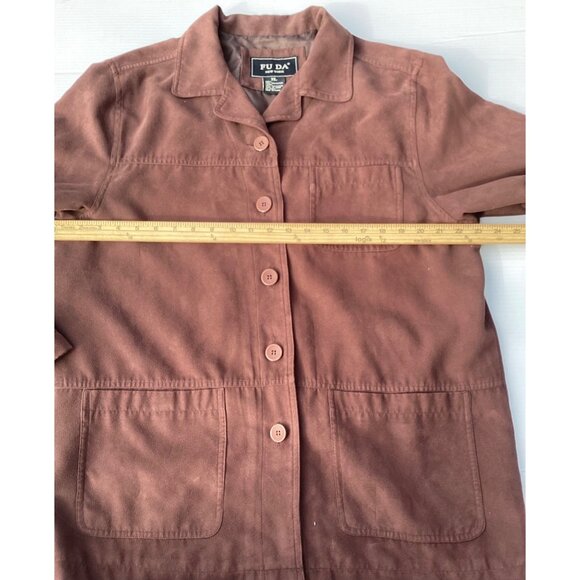 Woman’s Fu Da  New York Brown Button-Up Jacket XL 100% Polyester Casual Coat - Picture 4 of 9